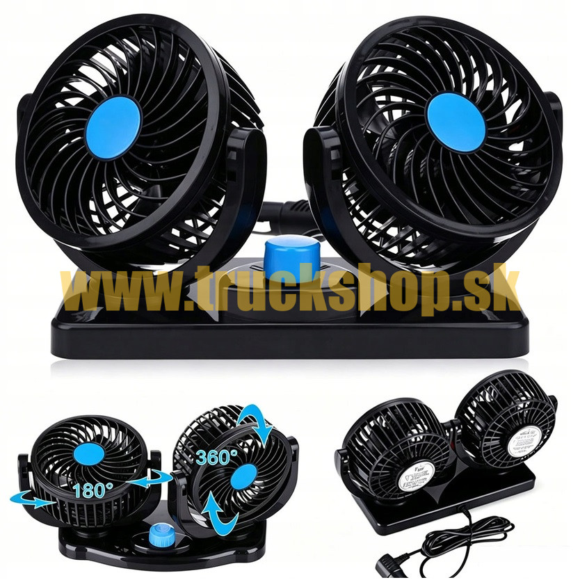VENTILÁTOR DO AUTA 360° DVOJITÝ OTOČNÝ